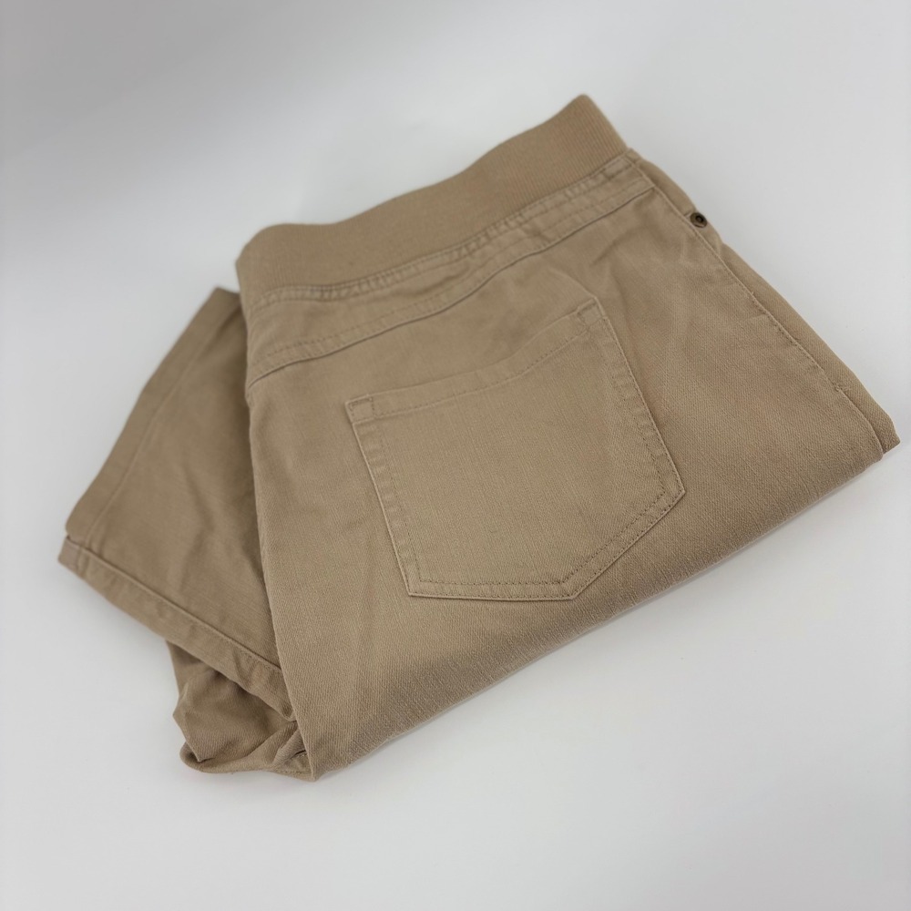 Alfred Dunner Women 16 Khaki Tan Elastic Waist Pull On Straight‎ Leg Pants